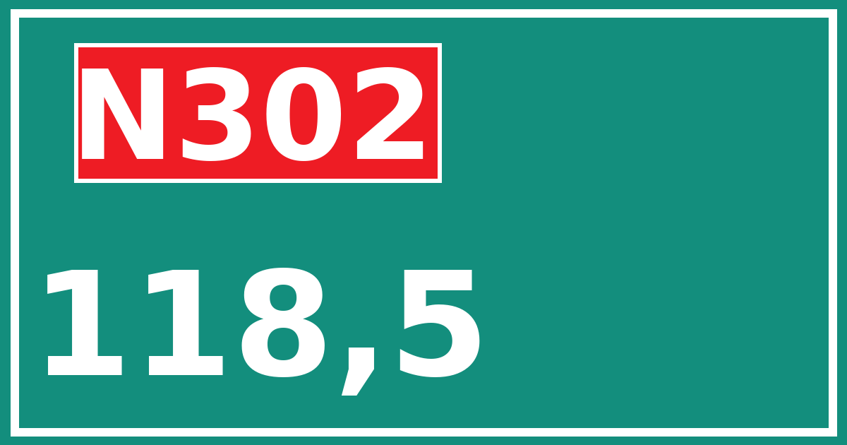 Hectometerbord N302 118,5