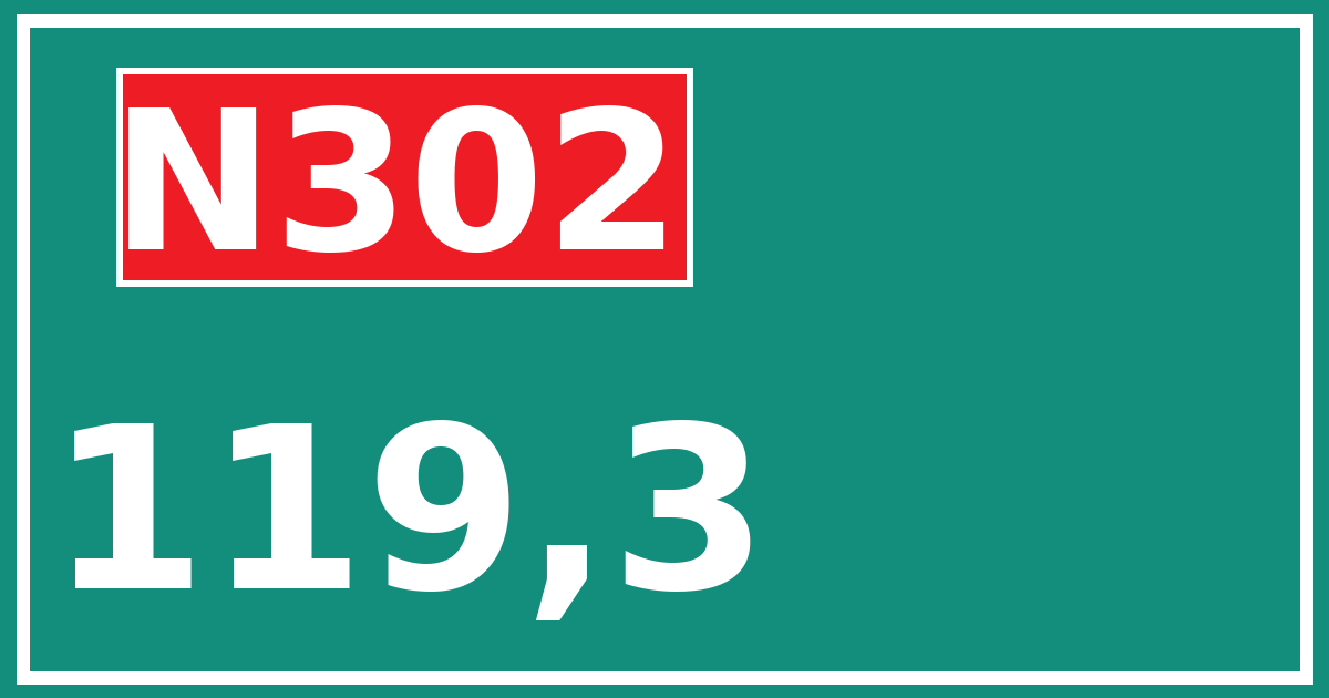 Hectometerbord N302 119,3