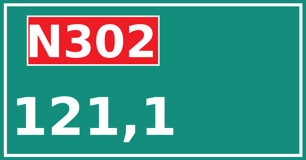 Hectometerbord N302 121,1