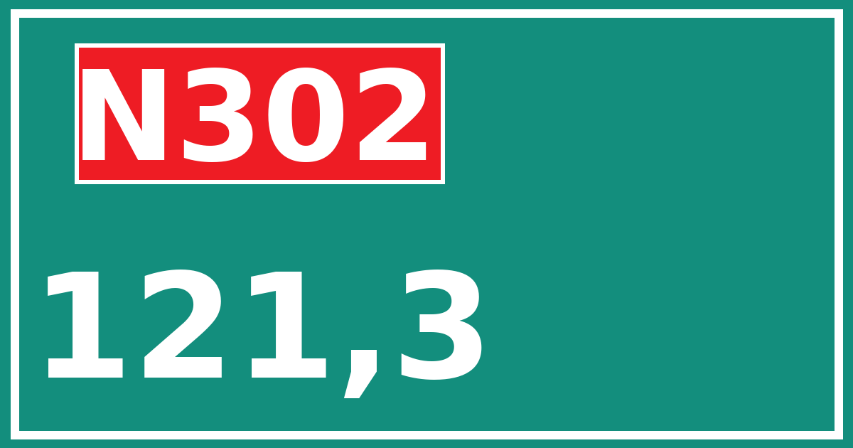Hectometerbord N302 121,3