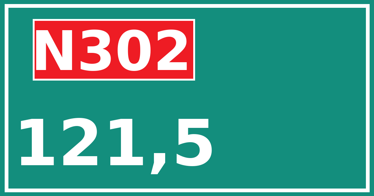 Hectometerbord N302 121,5