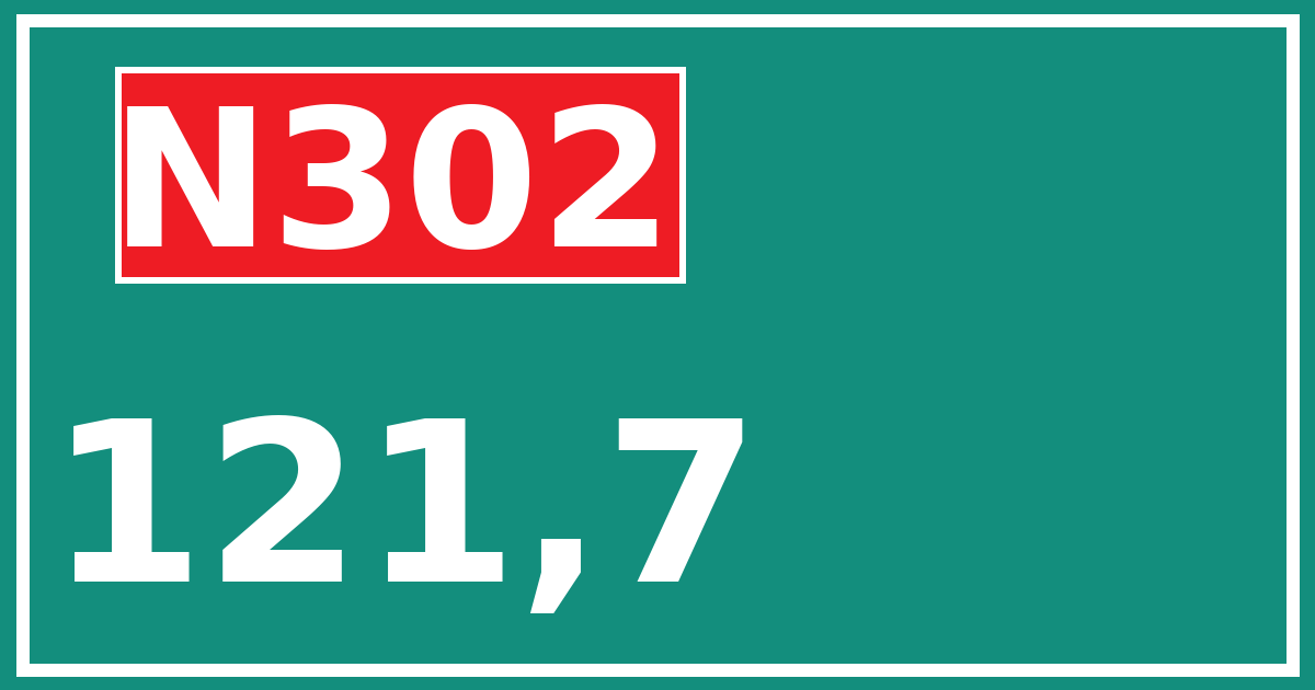 Hectometerbord N302 121,7