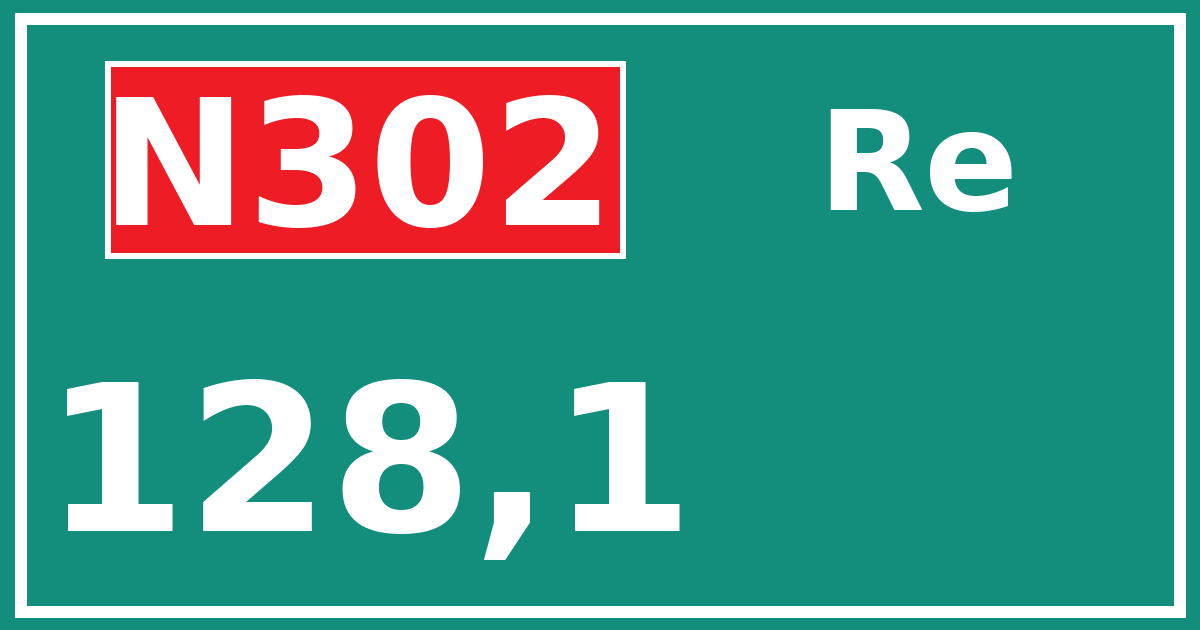 Hectometerbord N302 128,1 zijde Re