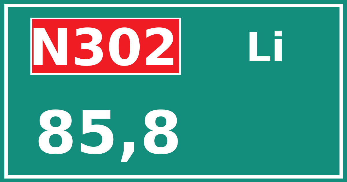 Hectometerbord N302 85,8 zijde Li