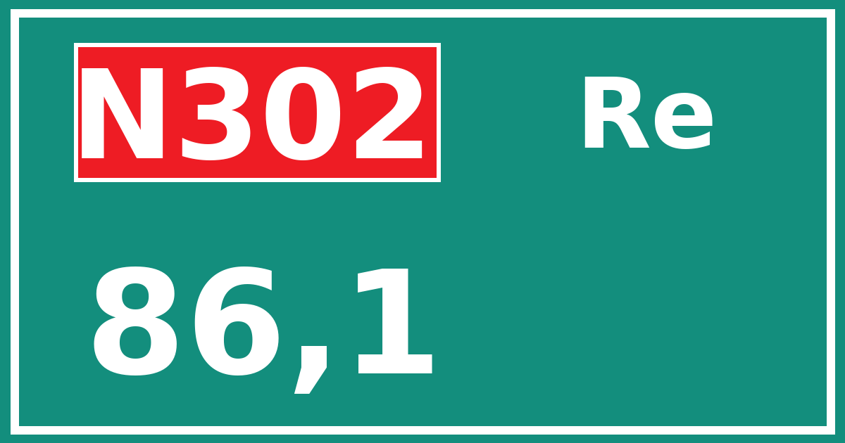 Hectometerbord N302 86,1 zijde Re