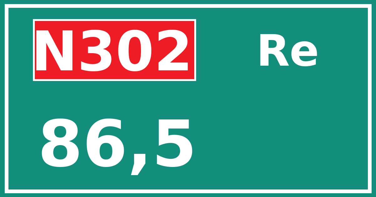 Hectometerbord N302 86,5 zijde Re