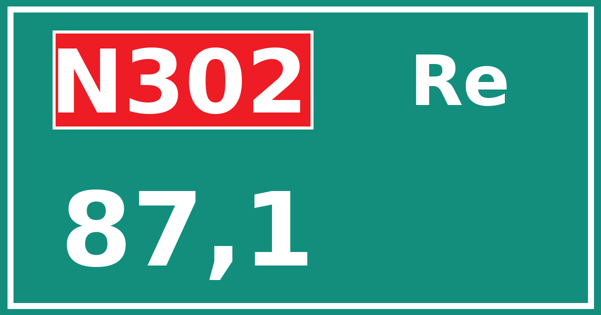 Hectometerbord N302 87,1 zijde Re