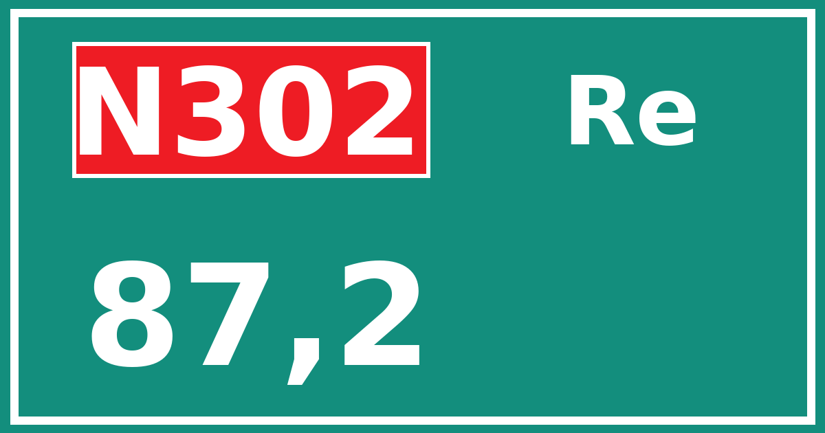 Hectometerbord N302 87,2 zijde Re