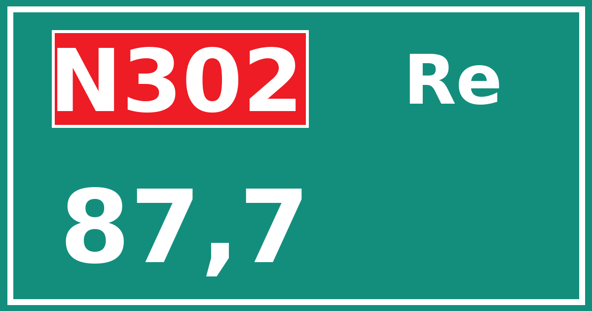 Hectometerbord N302 87,7 zijde Re