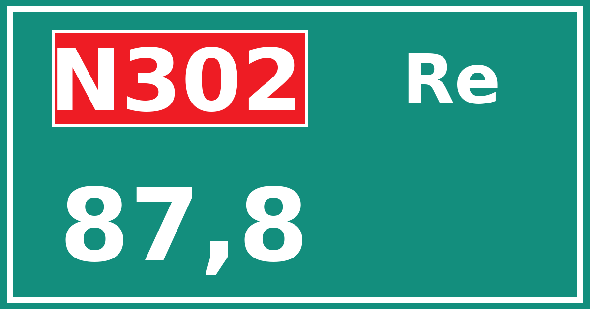 Hectometerbord N302 87,8 zijde Re