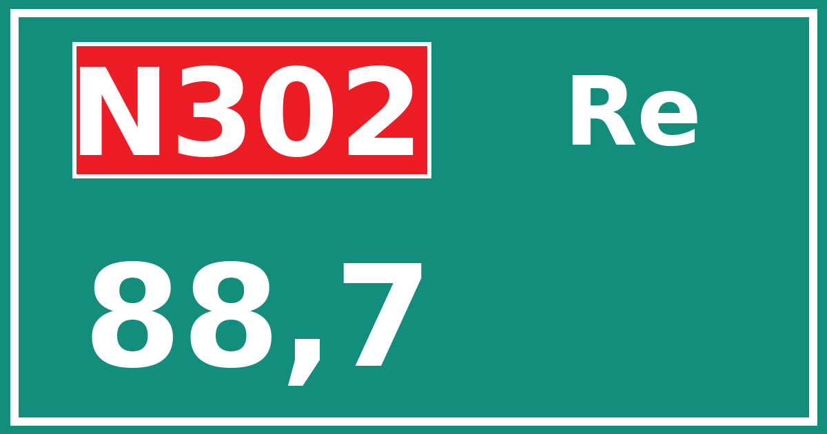 Hectometerbord N302 88,7 zijde Re