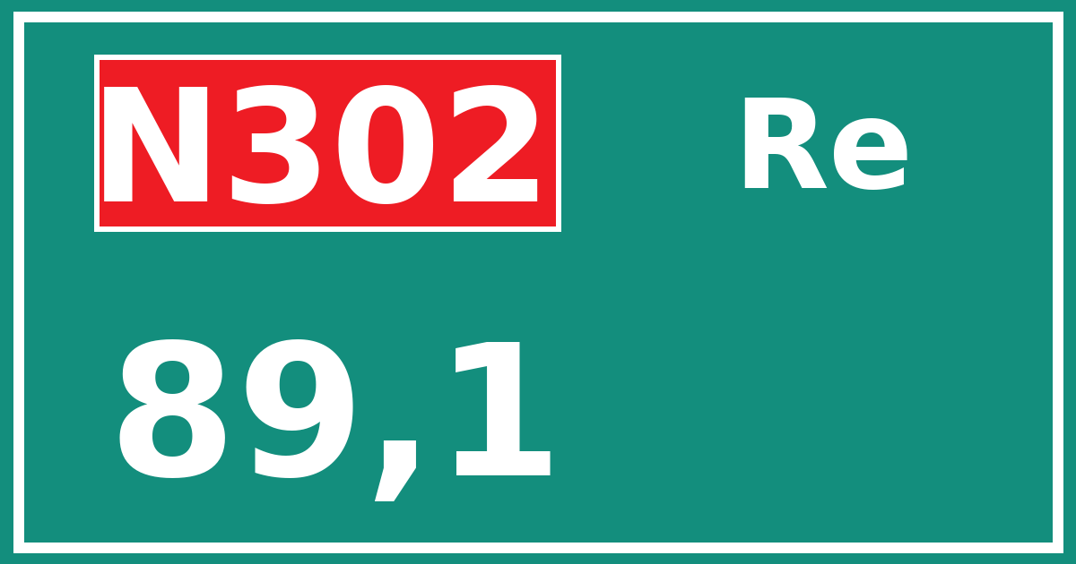 Hectometerbord N302 89,1 zijde Re