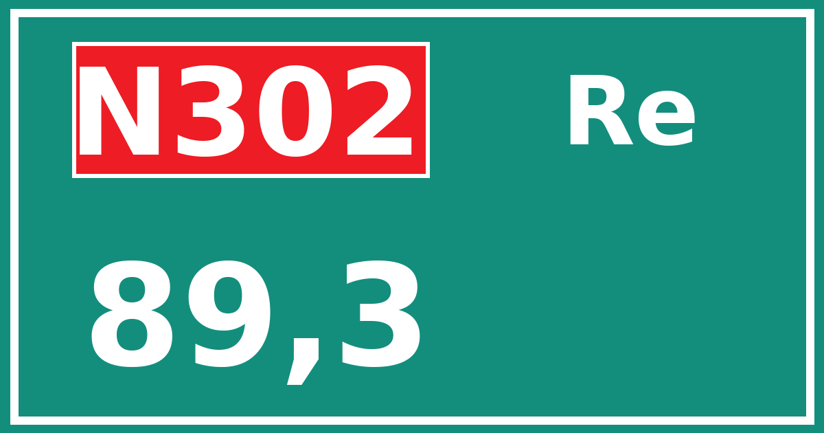 Hectometerbord N302 89,3 zijde Re