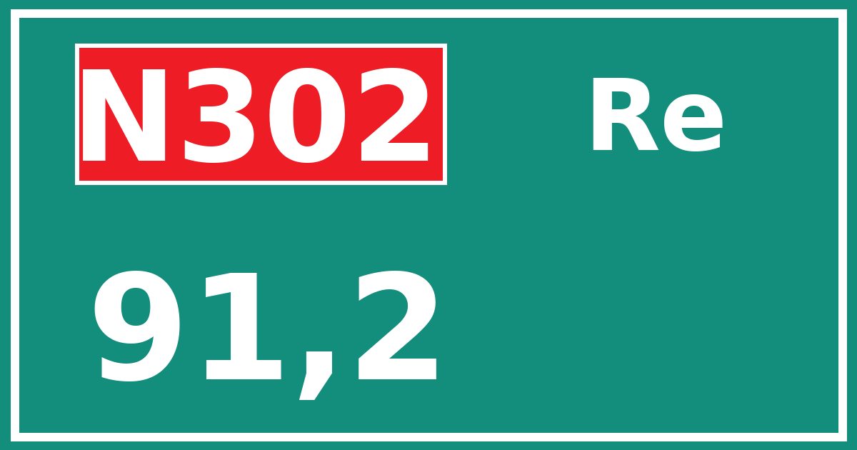 Hectometerbord N302 91,2 zijde Re