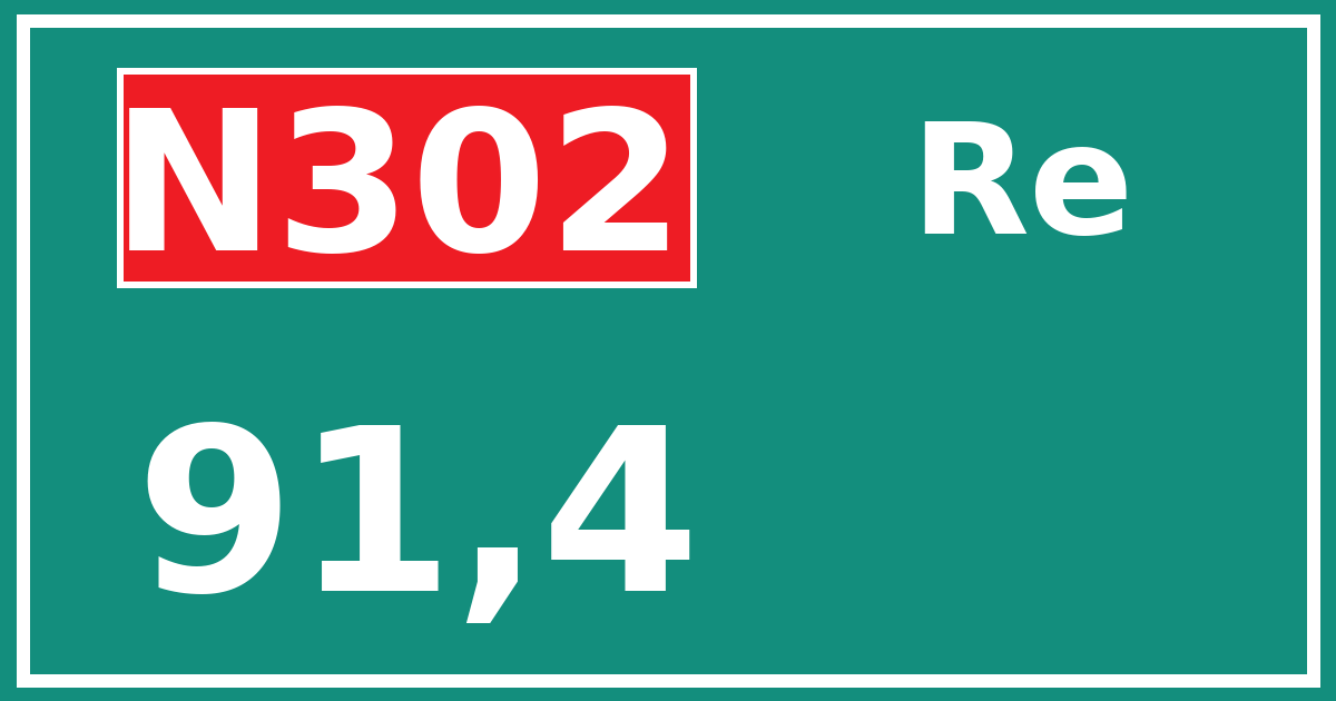 Hectometerbord N302 91,4 zijde Re