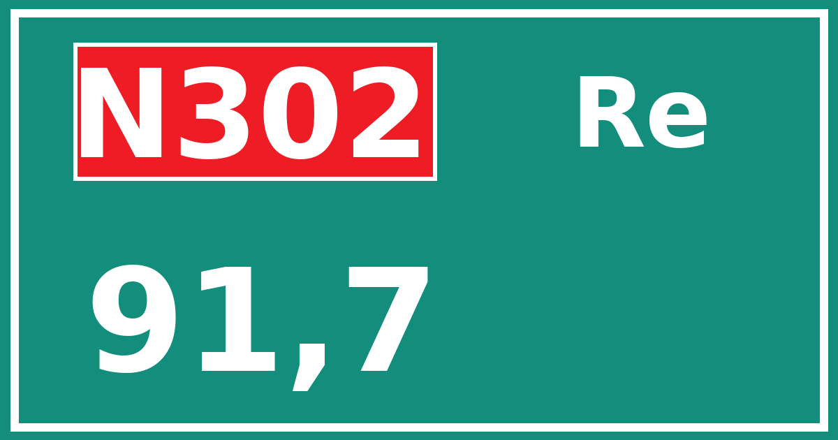 Hectometerbord N302 91,7 zijde Re