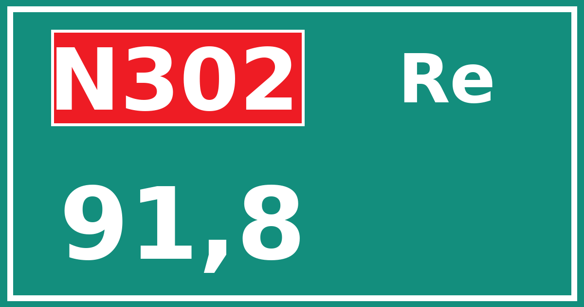 Hectometerbord N302 91,8 zijde Re