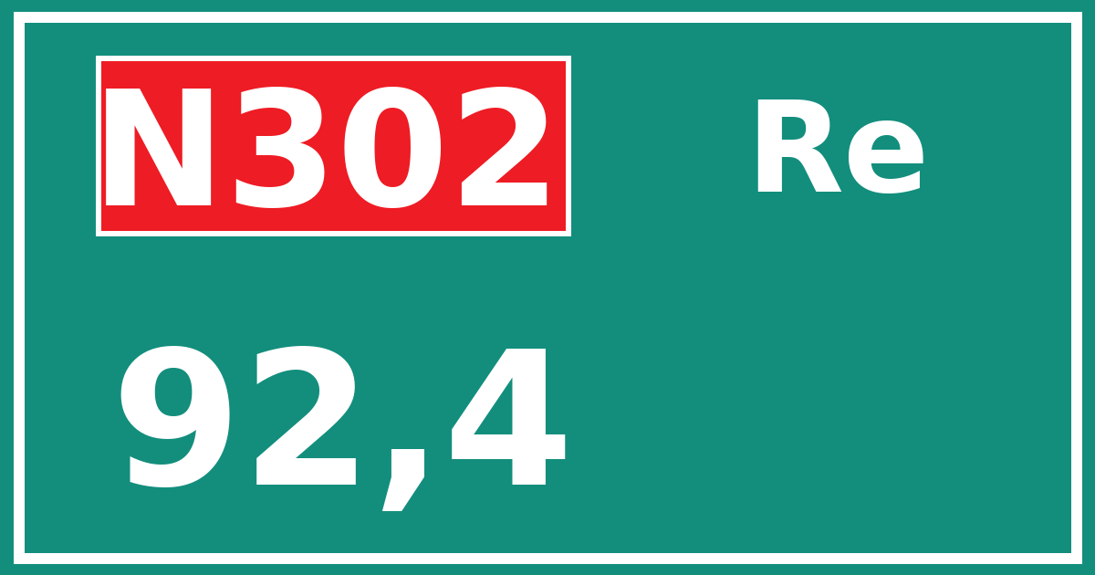 Hectometerbord N302 92,4 zijde Re