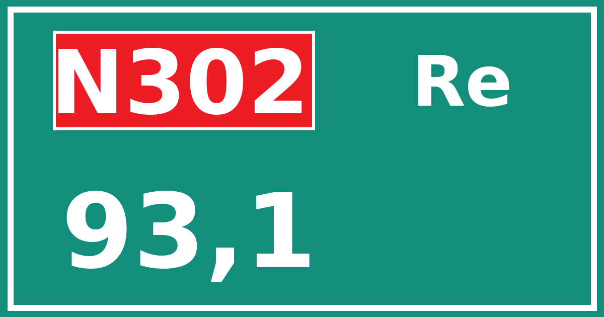 Hectometerbord N302 93,1 zijde Re