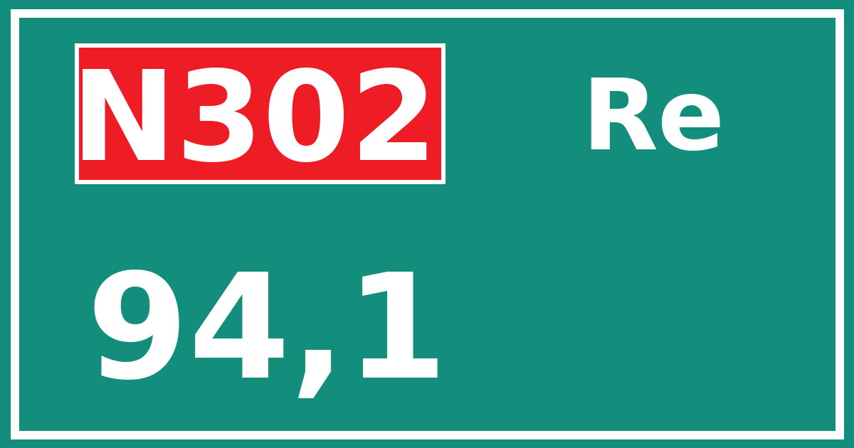 Hectometerbord N302 94,1 zijde Re