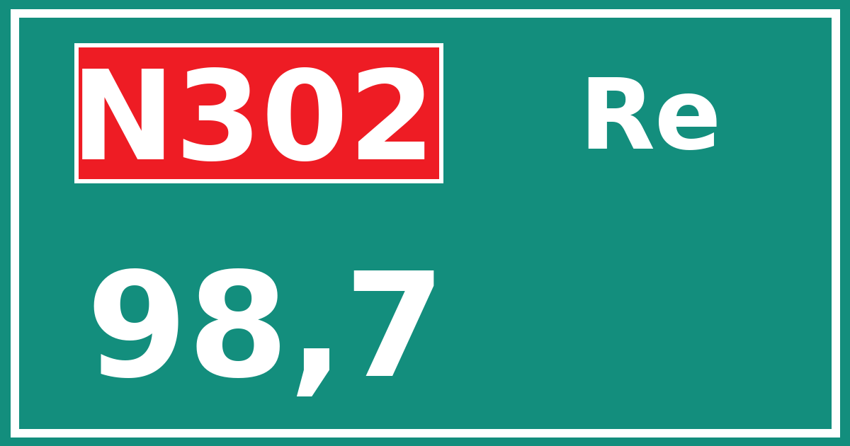 Hectometerbord N302 98,7 zijde Re