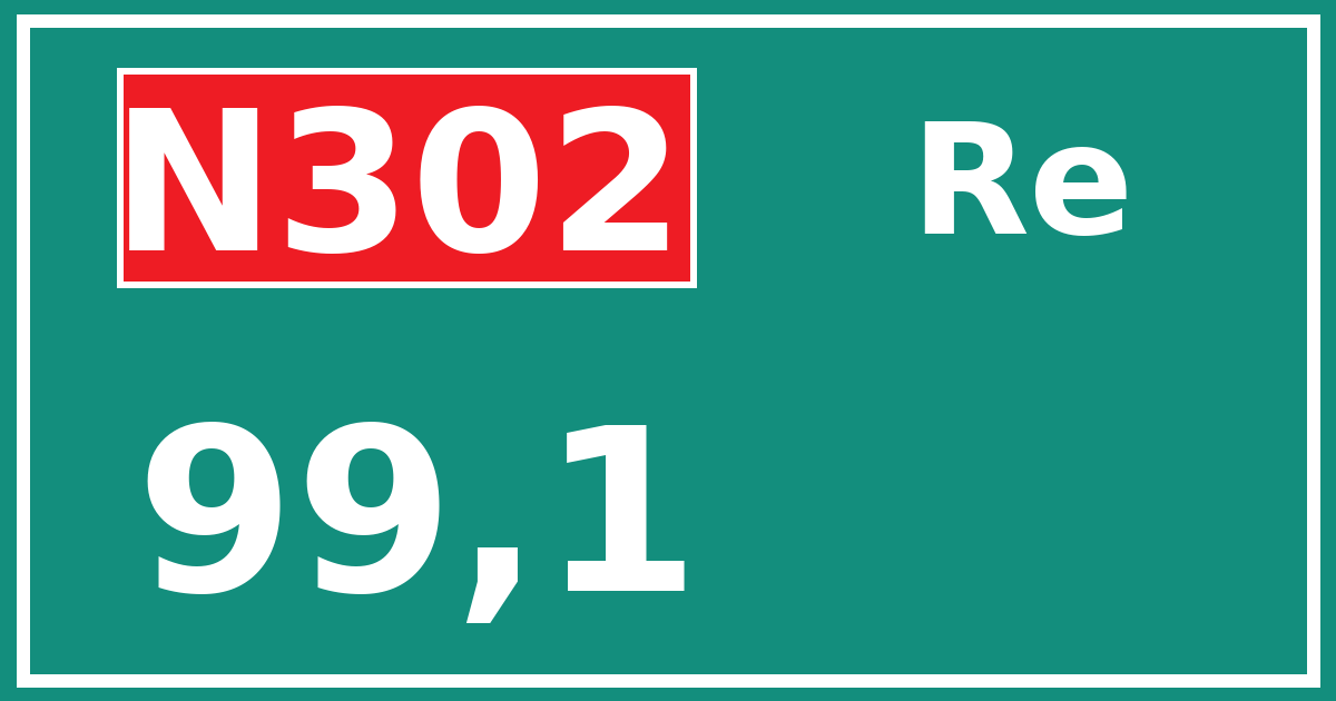 Hectometerbord N302 99,1 zijde Re
