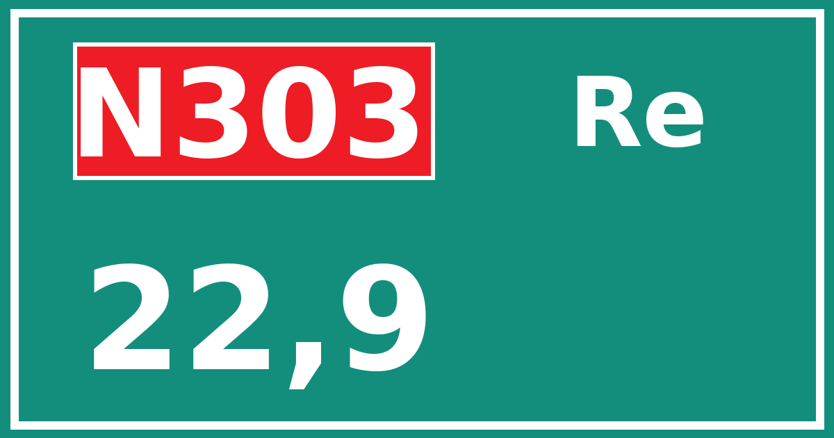 Hectometerbord N303 22,9 zijde Re
