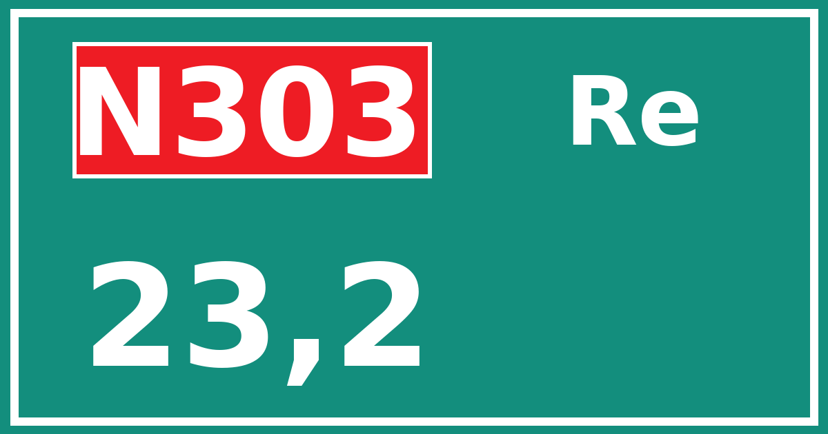 Hectometerbord N303 23,2 zijde Re