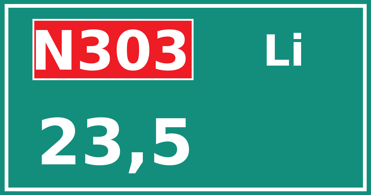 Hectometerbord N303 23,5 zijde Li