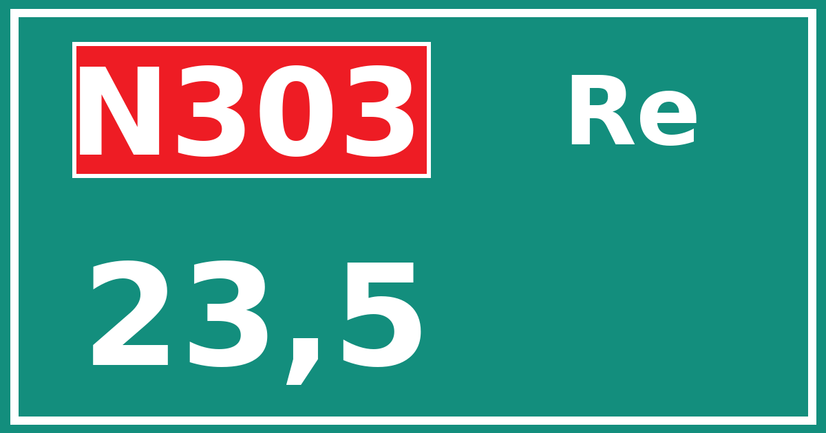Hectometerbord N303 23,5 zijde Re