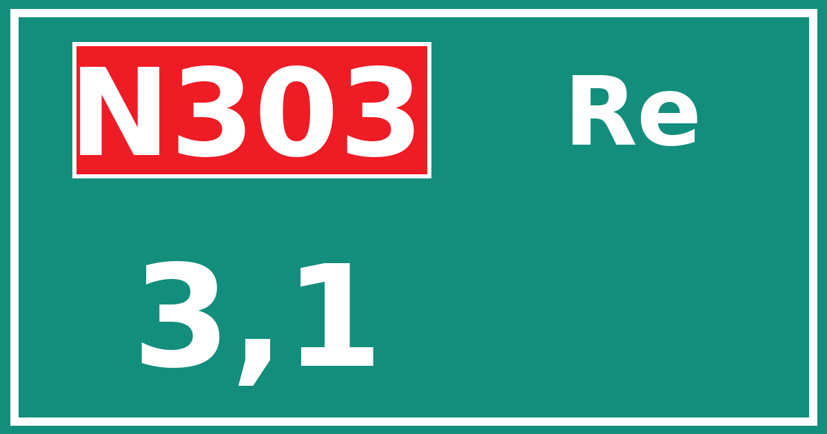 Hectometerbord N303 3,1 zijde Re