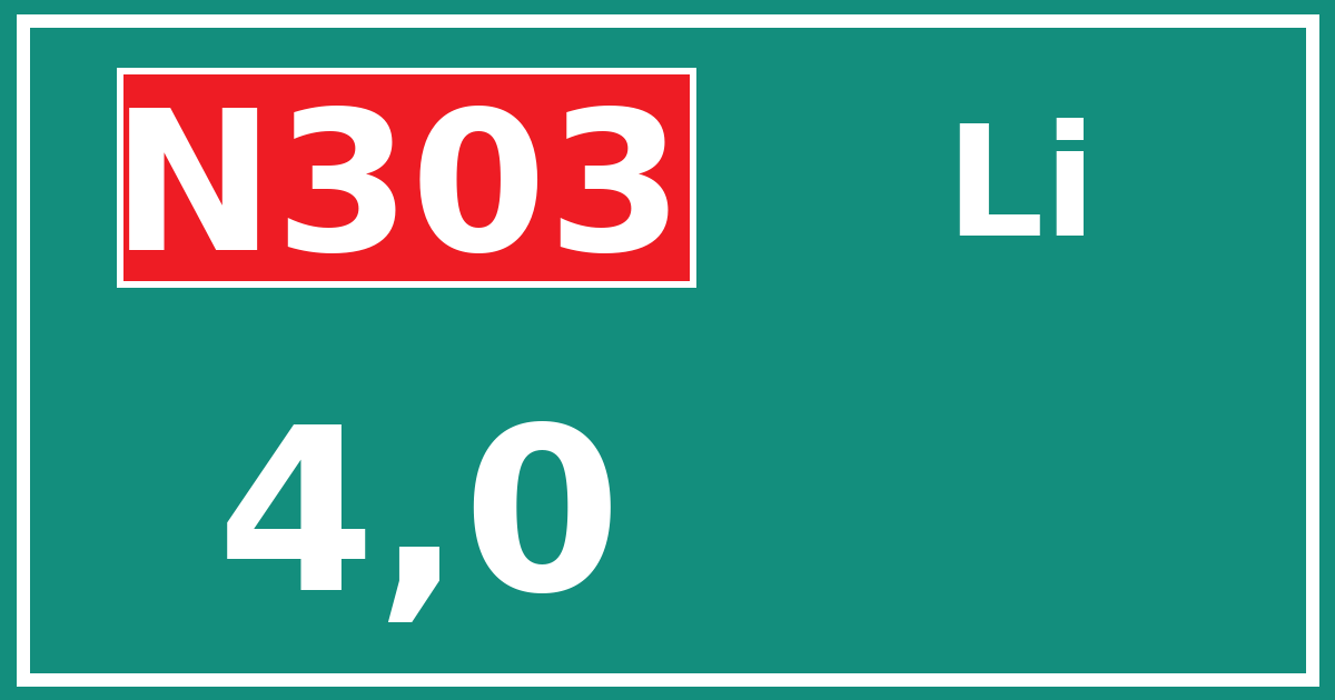 Hectometerbord N303 4,0 zijde Li