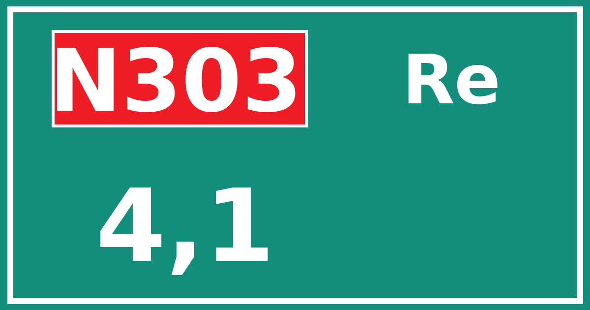 Hectometerbord N303 4,1 zijde Re