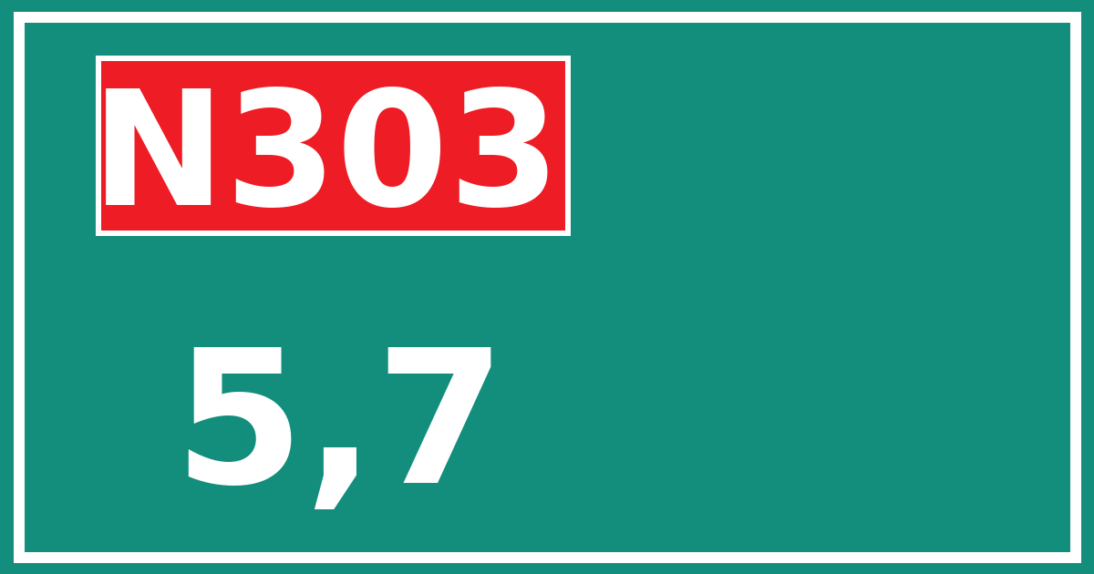 Hectometerbord N303 5,7