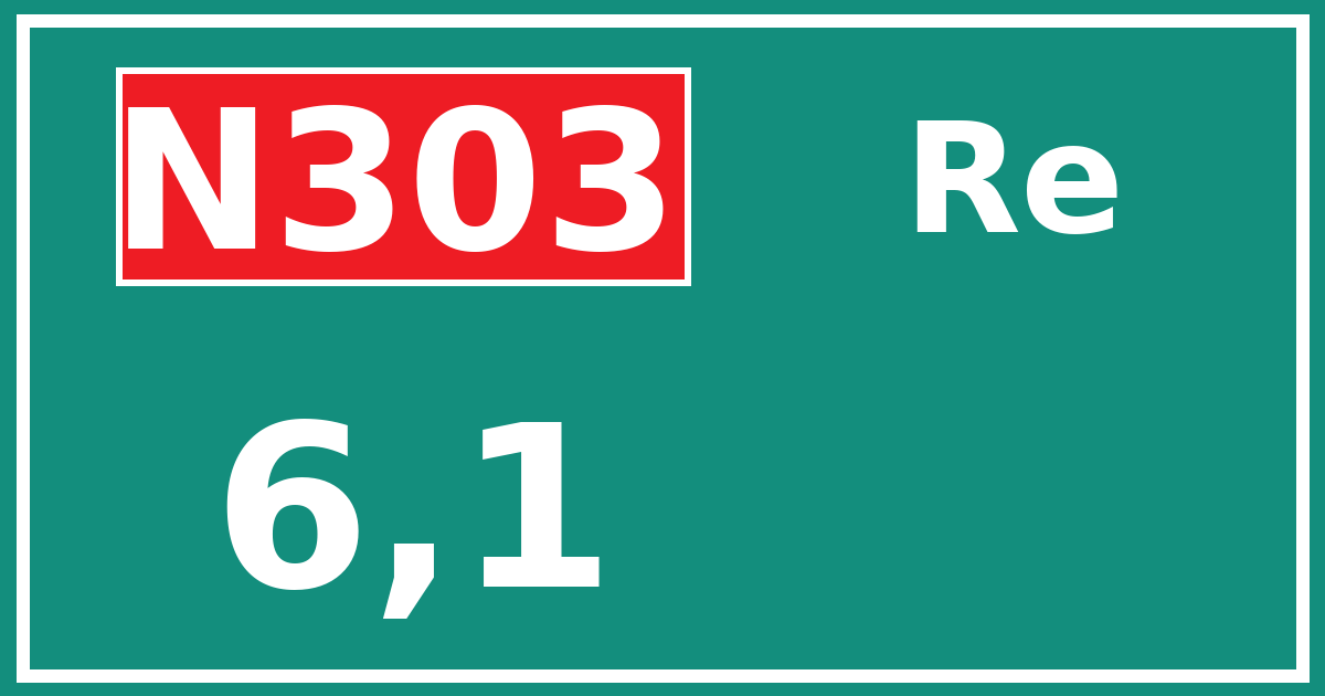Hectometerbord N303 6,1 zijde Re