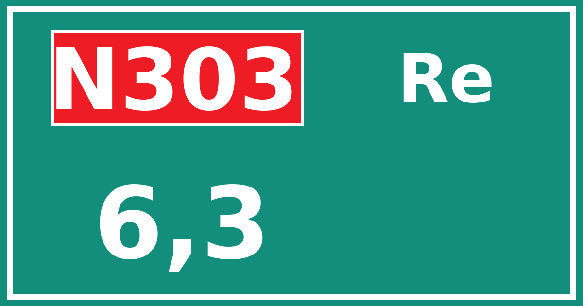 Hectometerbord N303 6,3 zijde Re