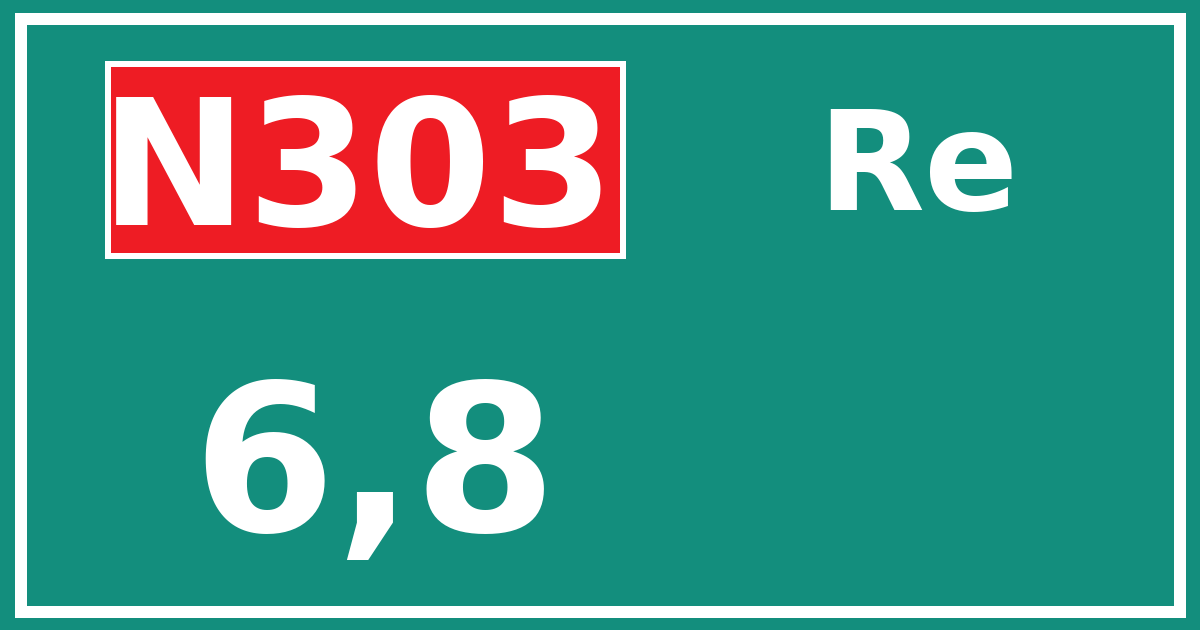 Hectometerbord N303 6,8 zijde Re