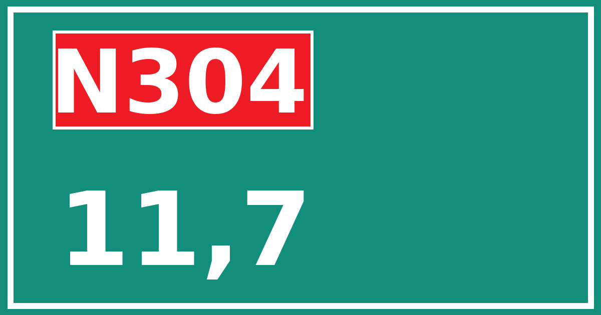 Hectometerbord N304 11,7