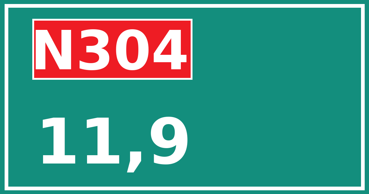 Hectometerbord N304 11,9
