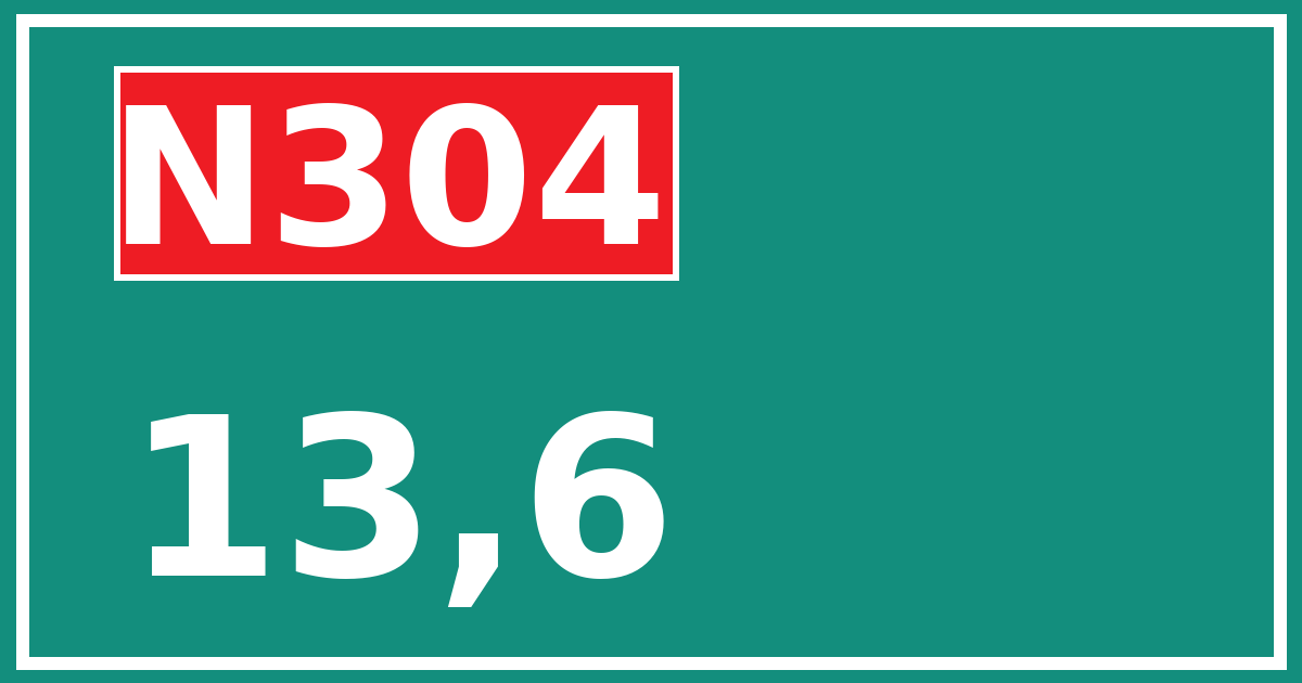 Hectometerbord N304 13,6