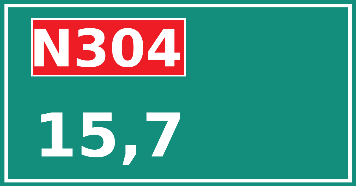 Hectometerbord N304 15,7