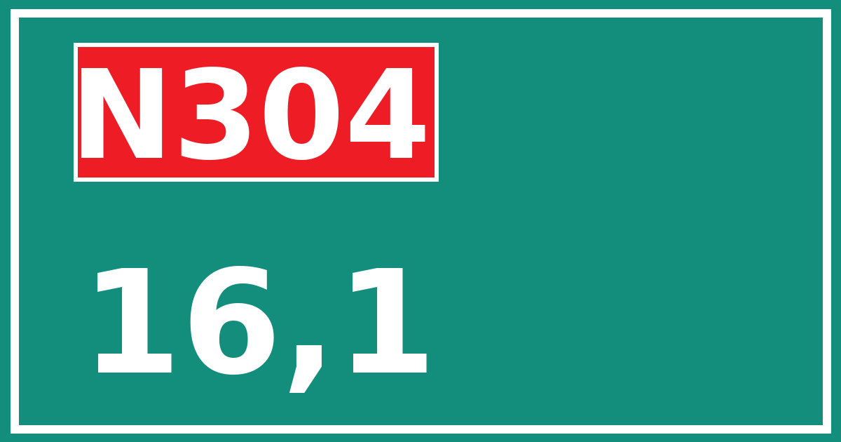 Hectometerbord N304 16,1