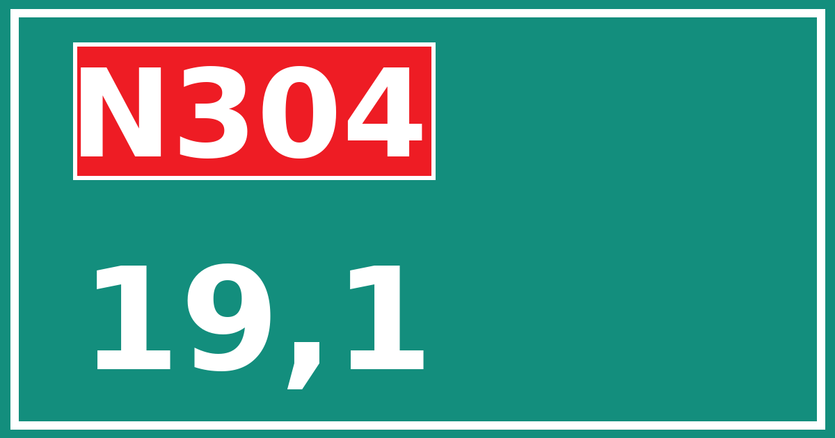 Hectometerbord N304 19,1