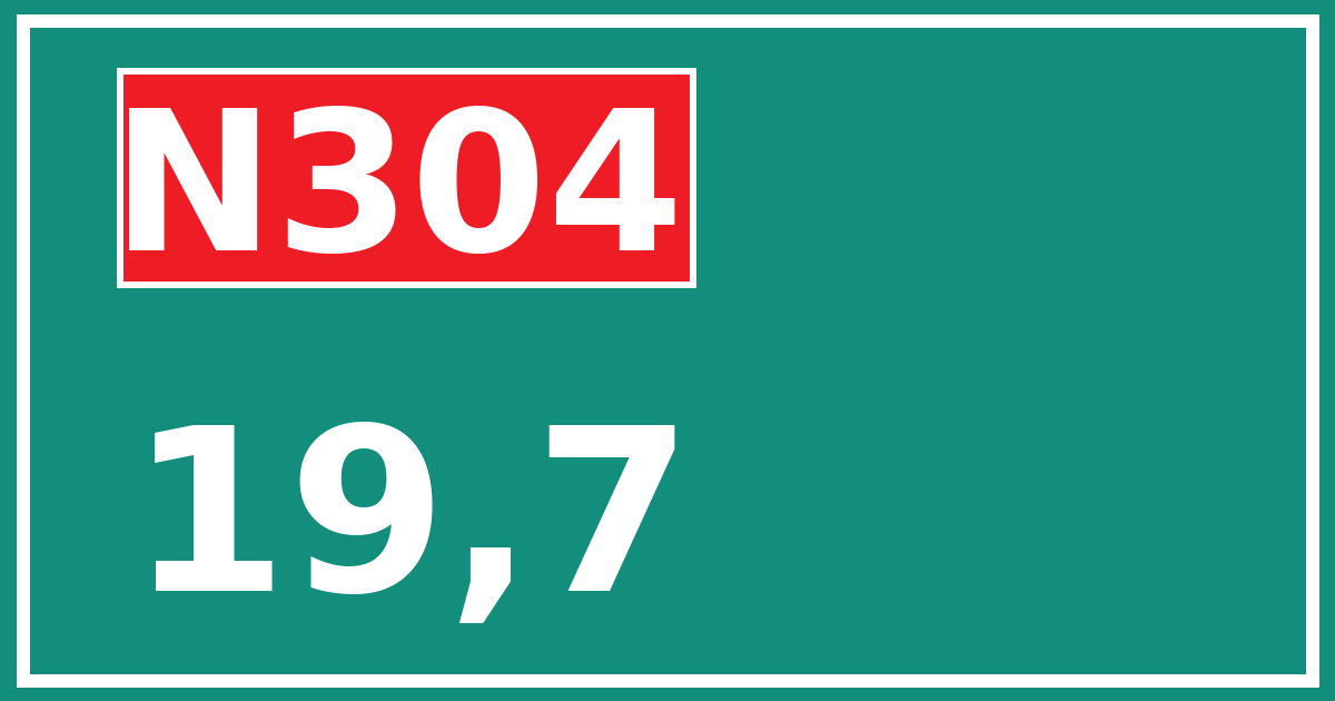Hectometerbord N304 19,7