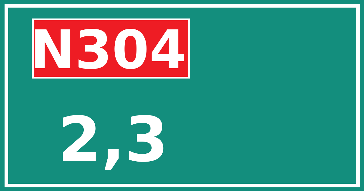 Hectometerbord N304 2,3