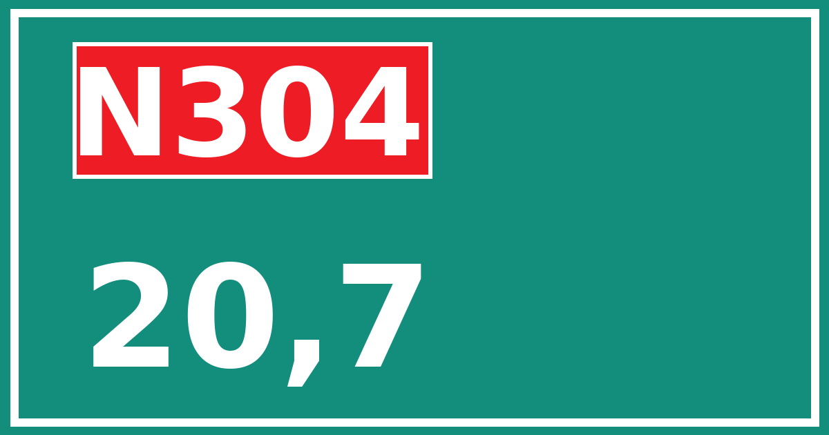 Hectometerbord N304 20,7