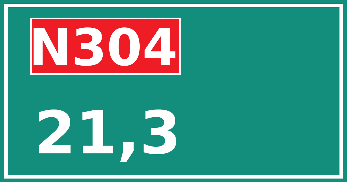 Hectometerbord N304 21,3