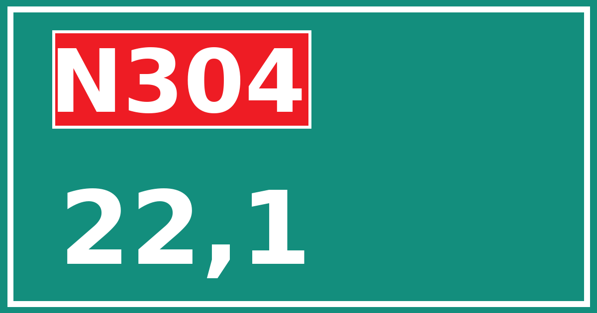 Hectometerbord N304 22,1