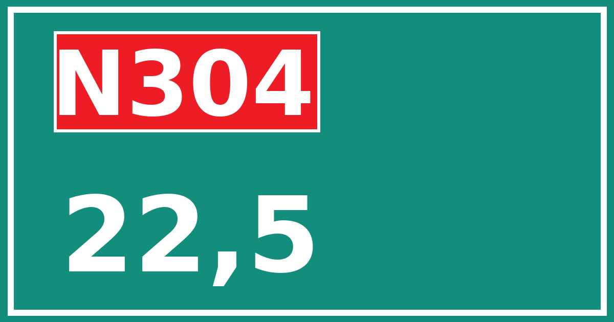 Hectometerbord N304 22,5