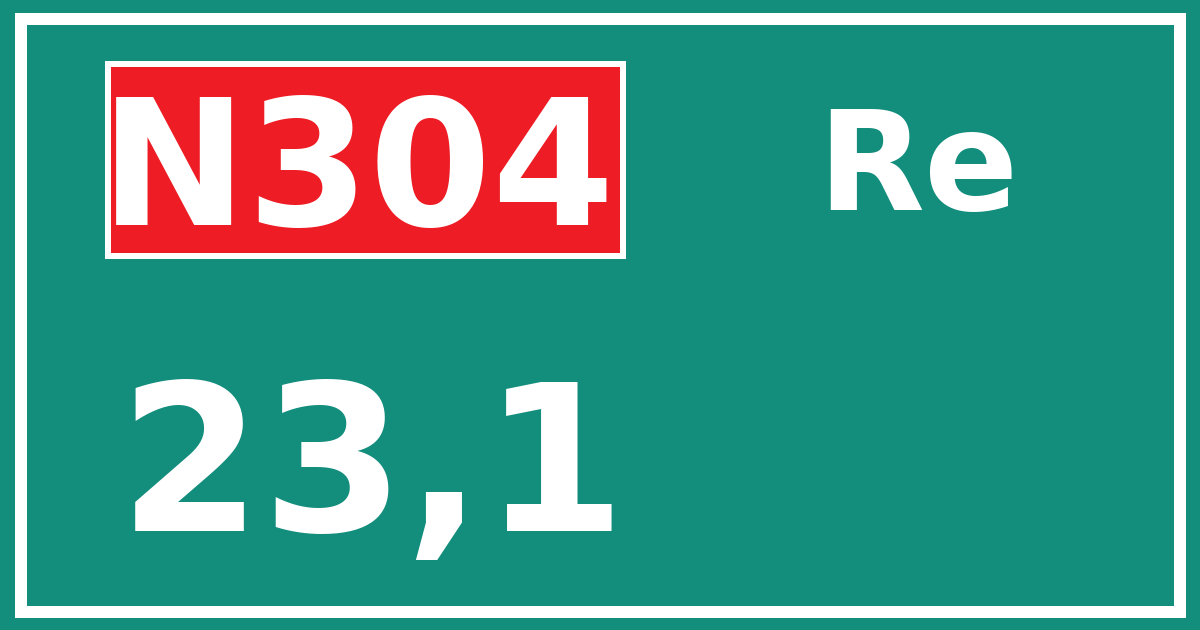 Hectometerbord N304 23,1 zijde Re